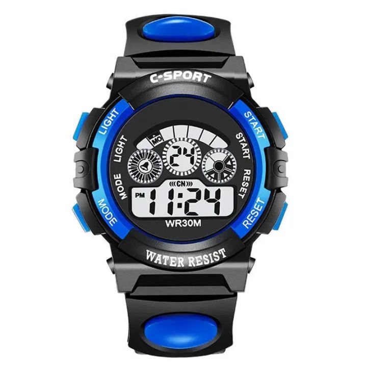 【VisioN Shop】2021 Boys Sports Military Digital Watches Student Children's Luminous Led Alarm Camouflage Green Girls Clock