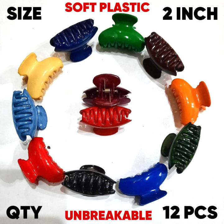 PACK OF 12 HAIR CHUTKI FOR GIRLS SOFT PLASTIC NON BREAKABLE HAIR CATCHERS UNBREAKABLE 2 INCH HAIR CHUTKI