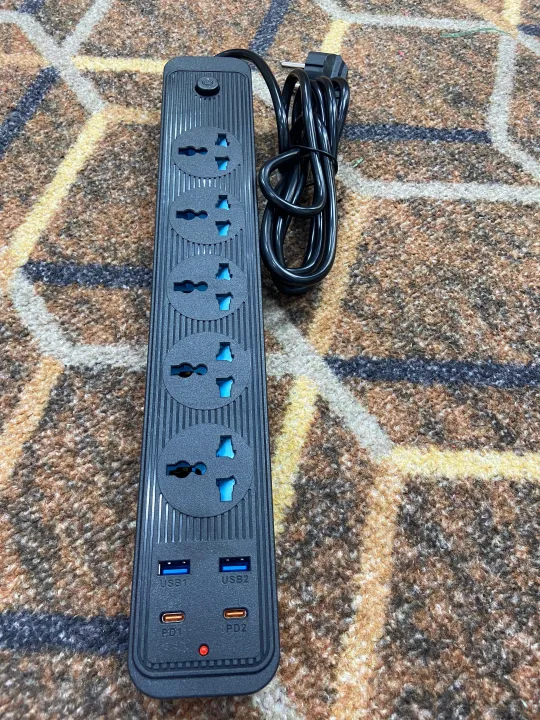 SpeedX 504PU Power Strip Multi Power Plug Extension Board with 2 USB ...
