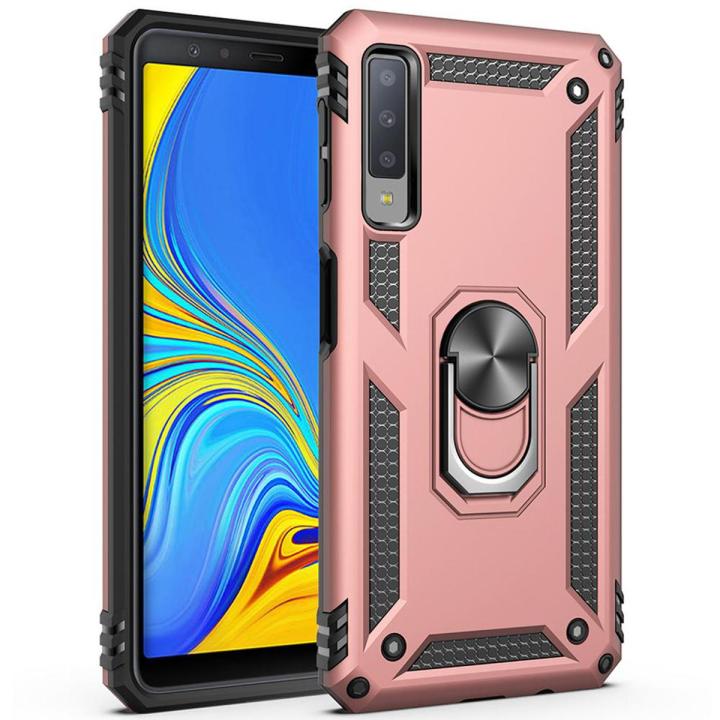 Shockproof Armor Case For Samsung Galaxy A7 2018 Phone Case Car Ring Stand Bumper Silicone Back Cover