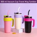 800ml Insulated Stainless Steel Travel Mug with Handle & Straw – Double Wall Vacuum Coffee Tumbler with Lid for Home, Office & Outdoor Use. 
