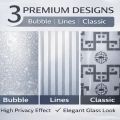 Premium Self Adhesive Glass Paper Frosted Privacy Window Film | Glue Designer Glass Sticker Sheet | Bubble, Line & Classic Patterns | Heat & UV Protection. 