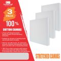 CuztomCraft - 3 Pcs - 10x10 Primed Canvases for Painting, 10 by 10 Canvas 100% Cotton Stretched Canvas, Art Supplies for Acrylic Pouring,Canvas 10 by 10 Oil Painting and Watercolor, Acid Free Canvas - Art Panel - Small Canvas - Artist. 