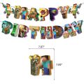 Minecraft Balloon Pixel Game Theme Birthday Banner Party Decoration Disposable Tableware Cake Topper Supplies Creeper TNT Toy. 