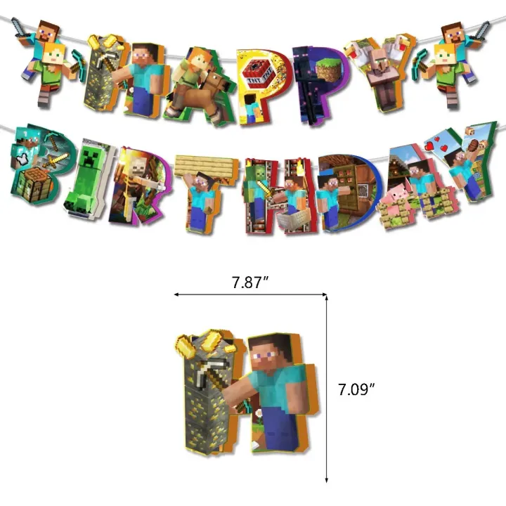 Minecraft%20Balloon%20Pixel%20Game%20Theme%20Birthday%20Banner%20Party%20Decoration%20Disposable%20Tableware%20Cake%20Topper%20Supplies%20Creeper%20TNT%20Toy%20-%20Image%203