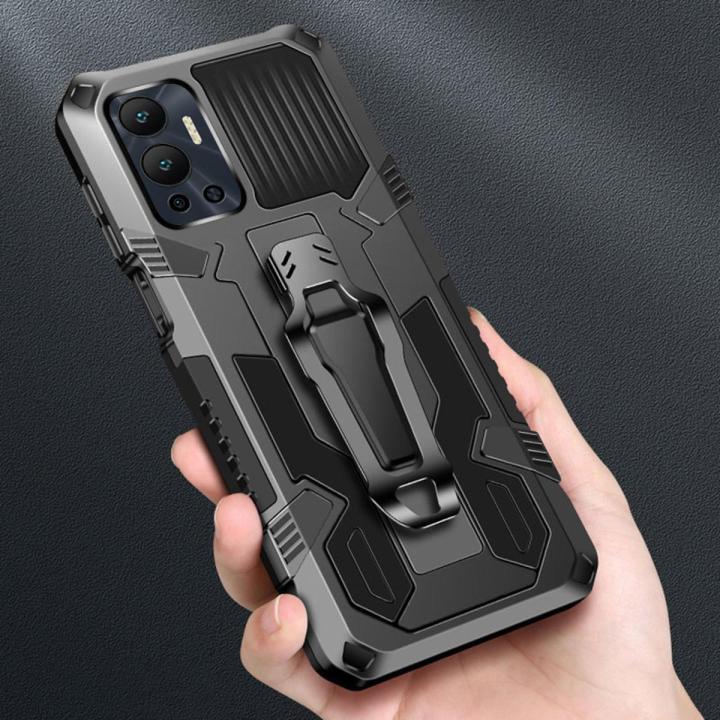 Vantime for Infinix Hot 12 Back Belt Clip Case Kickstand Cover