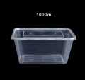 Pack of 10 - 1000 ML. Microwave Disposable Food Storage Boxes - Clear Transparent Plastic. 