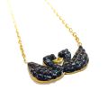 Elegant Pretty Shiny Black Double Swan Duck Necklace For Women Girls Fashion Jewellery. 