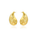 Enacolor Elegant Gold Metal Geometric Bump Hammer Water Drop Earrings. 