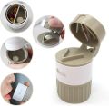 Multifunctional 4 In 1 Portable Round Tablet Pill Splitter Cutter Powder Pill Organizer. 