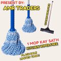 Twist N' Squeeze Mop - Smart Squeeze Drying System Heavy Duty Cotton Twist Mop - Hand Release Washing Mop for Floor Cleaning - Dry&Wet Mops with Wringer, Removable Washable Heads, 57.7inch Long Handle, Scouring Pad. 