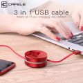 CAFELE USB Cable Fast Charge type c 3 in 1 retractable Micro usb cable for xiaomi iphone x xr 7 redmi Huawei Support Data. 
