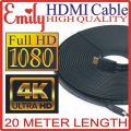 SUPER HDMI LONG CABLE 20M 20 METER BLACK 20 Meter Length (ROUND CABLE) Super Hdmi Long Cable 20M 20 Meter Length for Laptop to LED hdmi Black HDMI Cable High Speed 4K Compatible High Definition Multimedia Interface male to male for Clear Crystal Display T. 