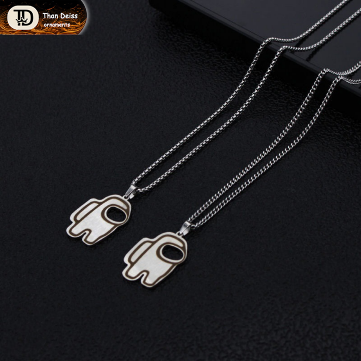 XL Among Us Space Werewolf Killing Necklace Street Internet-Famous Fashion Brand Necklace Male And Female Students Punk Disco Jumping Sweater Chain