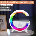 Wireless Charging Speaker with G-Shaped Design, Bluetooth MP3 Player, and LED Lights - Multi-Functional Speaker with Built-In Wireless Charger, Dynamic Lighting Effects, and High-Quality Sound - Ideal for Home, Office, and On-the-Go Entertainment. 