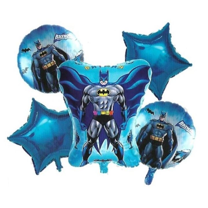 Batman Theme Foil Balloos 5 Pcs Set For Birthday Decorations And Celebrations