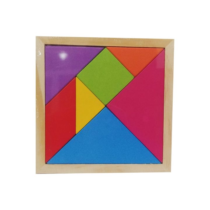 Wooden Tangram Shape Puzzle Size : 5.5 x 5.5 Inch