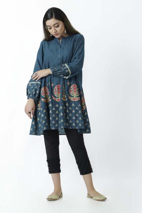 EGO Fall Collection 2019  Peacock  Teal Cotton Kurti For Women