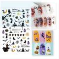 Halloween Nail Art Stickers Decals - Self-Adhesive DIY Nail Sticker 3D Design Nail Decorations for Halloween Party Pumpkin/Bat/Ghost/Witch/Skull. 