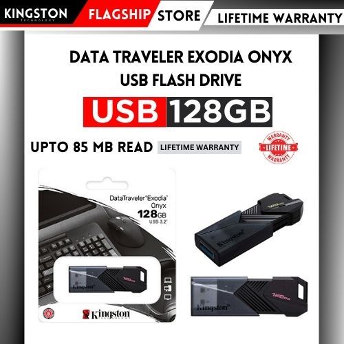 Kingston USB Flash Drive 64/128/256 GB Lifetime Warranty - DT Exodia Onyx 3.2