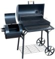 Large Barbecue Smoker Grill Oil Drum Charcoal BBQ Grill with Smokestack with Wheels and Thermometer. 
