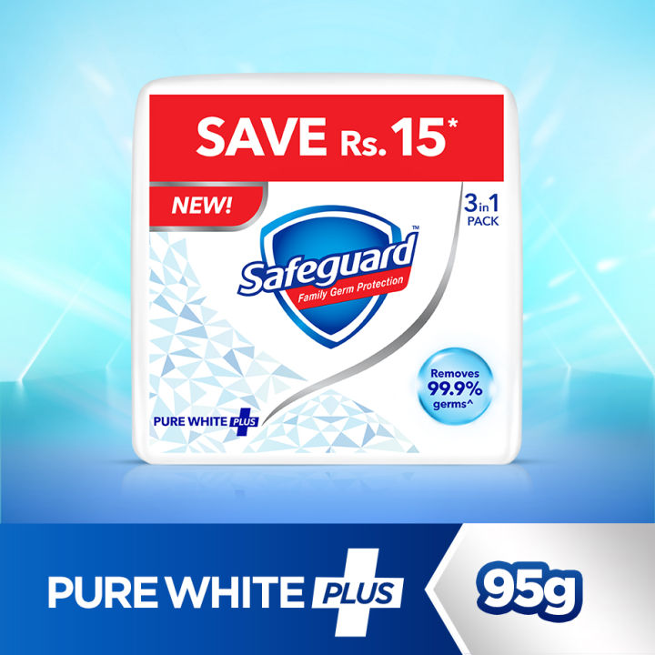 Safeguard Bath Soap Pure White 95gm (Bundle of 3)