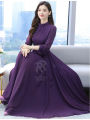 [ROYAL ROPA] Imported Crepe Stuff Purple Party Wear Long Maxi For Women/Girls RR-87. 