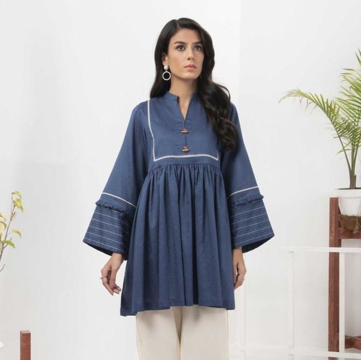 Aeys blue denim frock style kurti for ladies AY-100