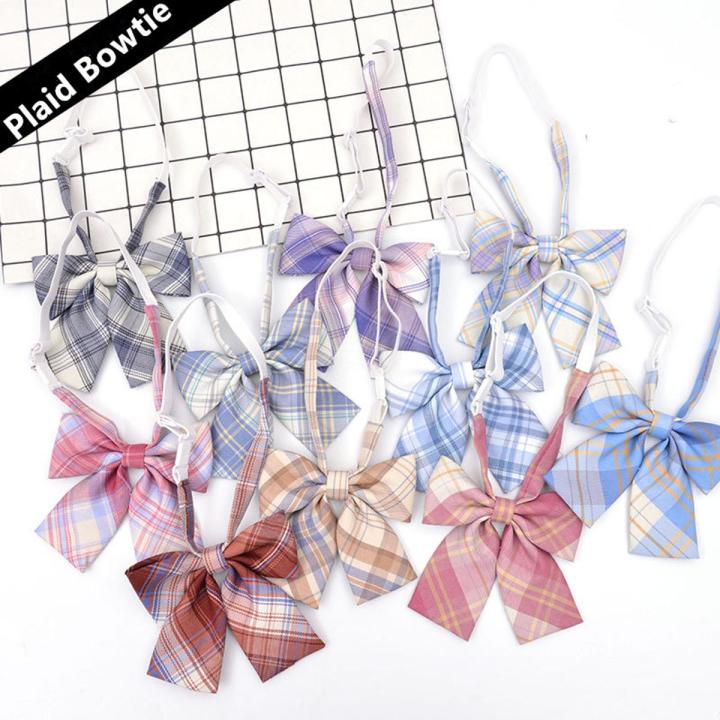 Feminine Plaid Bowtie Casual Bow tie For Women Uniform Collar Butterf Bowknot Adult Check Bow Ties Cravats Girl Students Bowties
