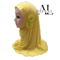 ALDHANI-Muslim kids Hijab Scarf with Flower Appliques Islamic Kids scarf Head Wrap Shawls Elastic Kid Burqa for 2-8 Years Old. 