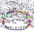 100Pcs Acrylic Beads Letter Beads Cubic White Alphabet Beads 6mm Faceted Beads For Jewelry Making. 