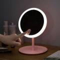 Pink LED Light Makeup Mirror Re-chargeable Vanity Mirror with Detachable Storage Tray 3 Level of Brightness Touch Screen. 