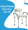 Lifecare Enterprises Bath Chair Bath Seat Chiar Shower Chair with Armrests and Back, Great for Bathtubs, Supports up to 350 lbs. 