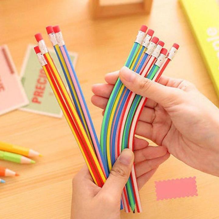 5 Pcs Magic Bendy Flexible Pencils Pen with Eraser Kids Study Gift