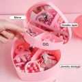 Heart Shape Cute Princess Jewellery Box for Baby Girls Makeup Box with Mirror for Girls. 