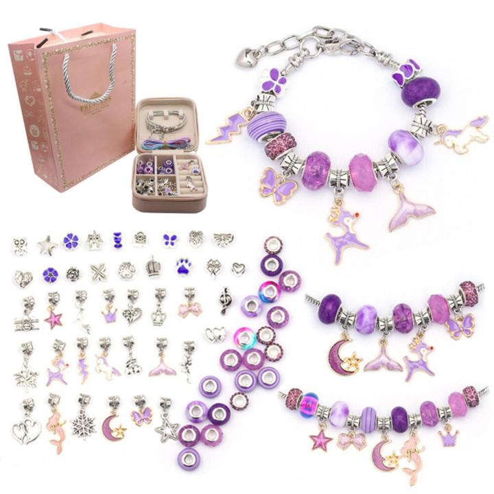 Children Charm Bracelet Making Kit Supplies Bead Creative Diy Bracelet Handmade Crystal Jewelry Kid Bracelet Gift Box Set