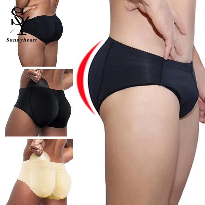 Sunnyheart Butt Lifting Underwear Men's Breathable Butt Lifter Underwear High Elastic Thick Padding Solid Color Briefs for A Lifted Shapely Rear Anti-septic Comfortable Fake Butt Panties