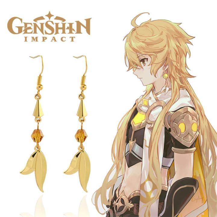 Genshin Impact Earring Aether Fanart Inspired Cosplay Character Alloy Pendant Earrings For Women Men Jewelry Accessories