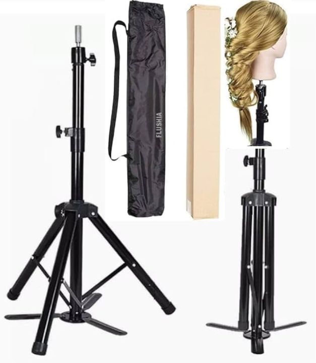 Hair Dummy Stand Tripod Training Mannequin Head Holder Iron Display Hair Stand Black