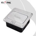 Clopal Silver Square Pop-Up Floor Multi + 2 Pin Socket With Box. 