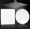Rainfall Shower Head Multiple Sizes Square Shape, Solid Stainless Steel Color Square Ultra Thin Water Saving Chrome Finish  Color. 