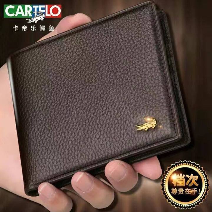 【ThinkWay】CARTELO Real Leather  Wallet Men's Fashion Business Dual-use  Holder Wallet RFID Block Wallet Men Portemonnee Men
