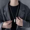 Fashion Unique Charm Fade Free Titanium Steel Rectangle Pendant Couple 26 A-Z Letters Fashion Jewelry Style Necklace Sweater Chain Men Necklace. 