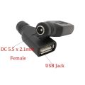 Black for Laptop USB 2.0 Female Charging Socket DC Power Adapter Male Plug Socket USB Conenctor DC Power Converter Female Power Jack. 