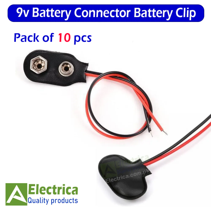 10 pcs 9v Battery snap on Connector Battery Clip by Electrica