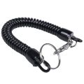 Lobster Clasp Black Spring Stretchy Coil Cord Strap Keychain Key Chain Rope. 