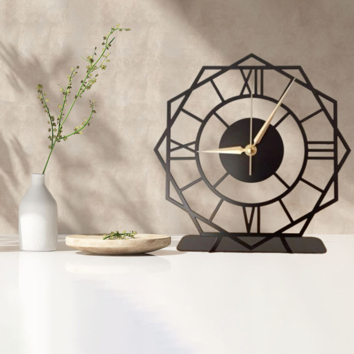 Roman Numerals Table Clock in metal / laser cut Table clock in solid metal