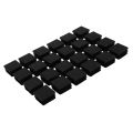 QUANBU 48 Pcs 30mm x 30mm Plastic Ribbed Square End Caps Tube Insert Black. 
