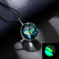Wholesale Fantasy Universe Star Handmade Leather Rope Glass Crystal Astronomical Ball Pendant Necklace Jewelry. 