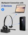 YAMAY Bluetooth Headset, YAMAY Wireless Headset with Microphone (Noise Cancelling Mic) Charging Base Mute Button 19H Clear Talk Time Pro for Truck Driver Office Business Call Center Home Smartphones PC. 